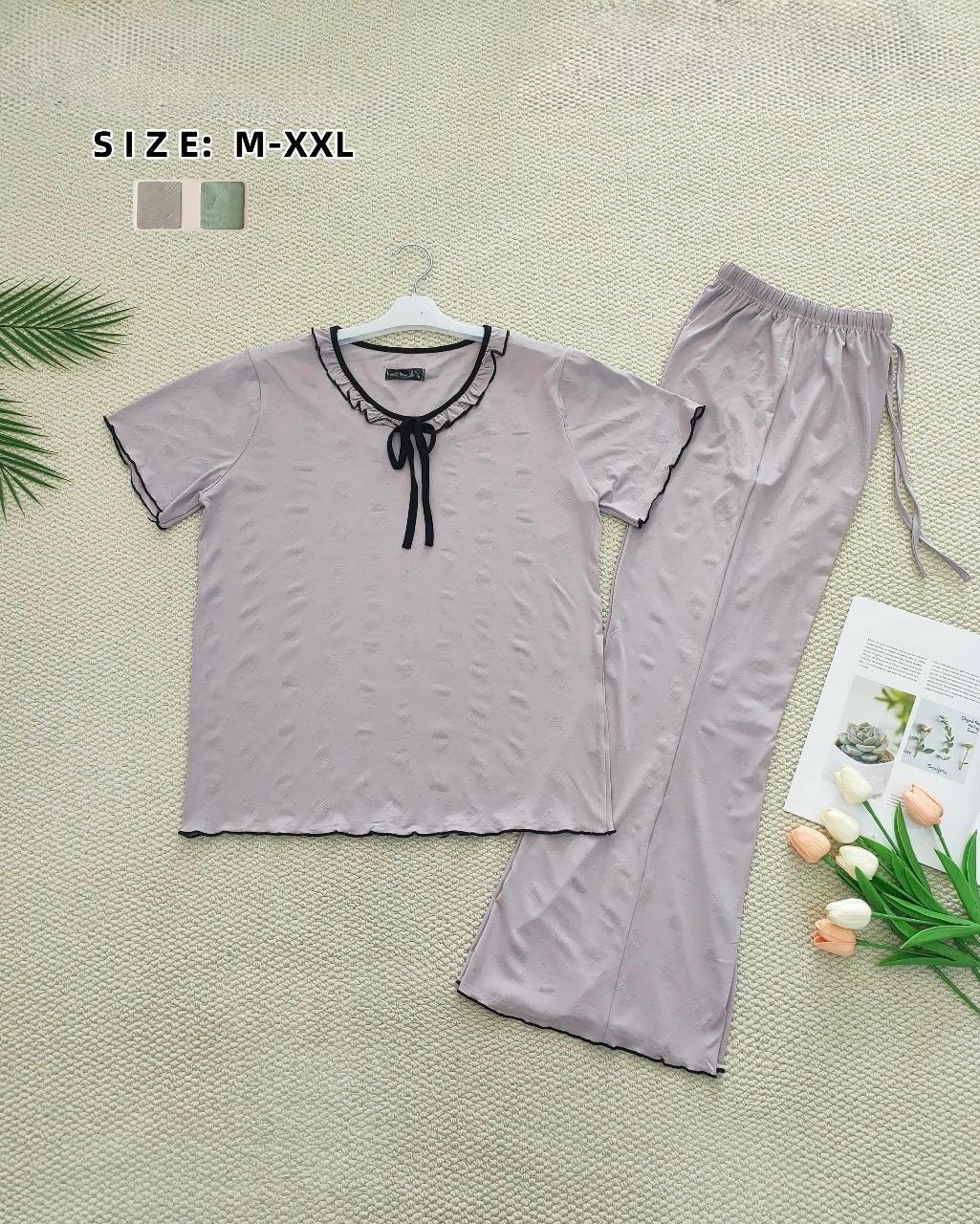 Elegant Women’s Co-ord Set with Ruffle Neck and Black Piping – Soft Nightwear (Copy) - House of Shreenaa