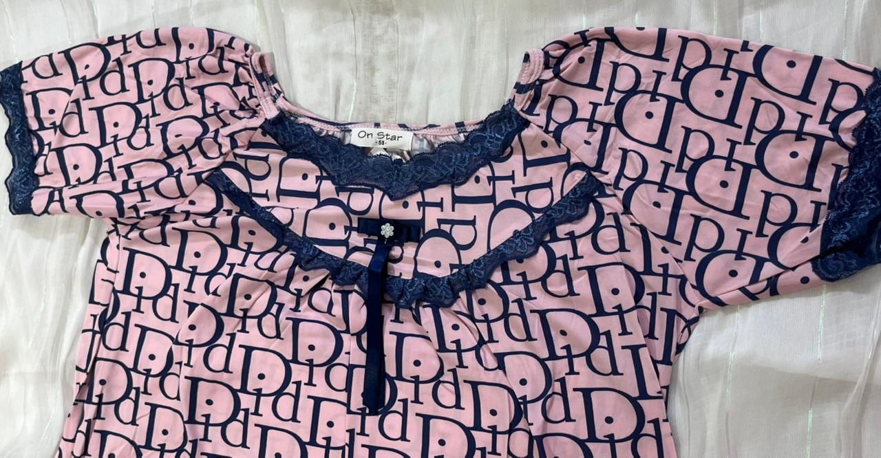 Elegant Monogram Full Length Sleep Shirt | Comfortable Women's Clothing UAE | House of Shreenaa