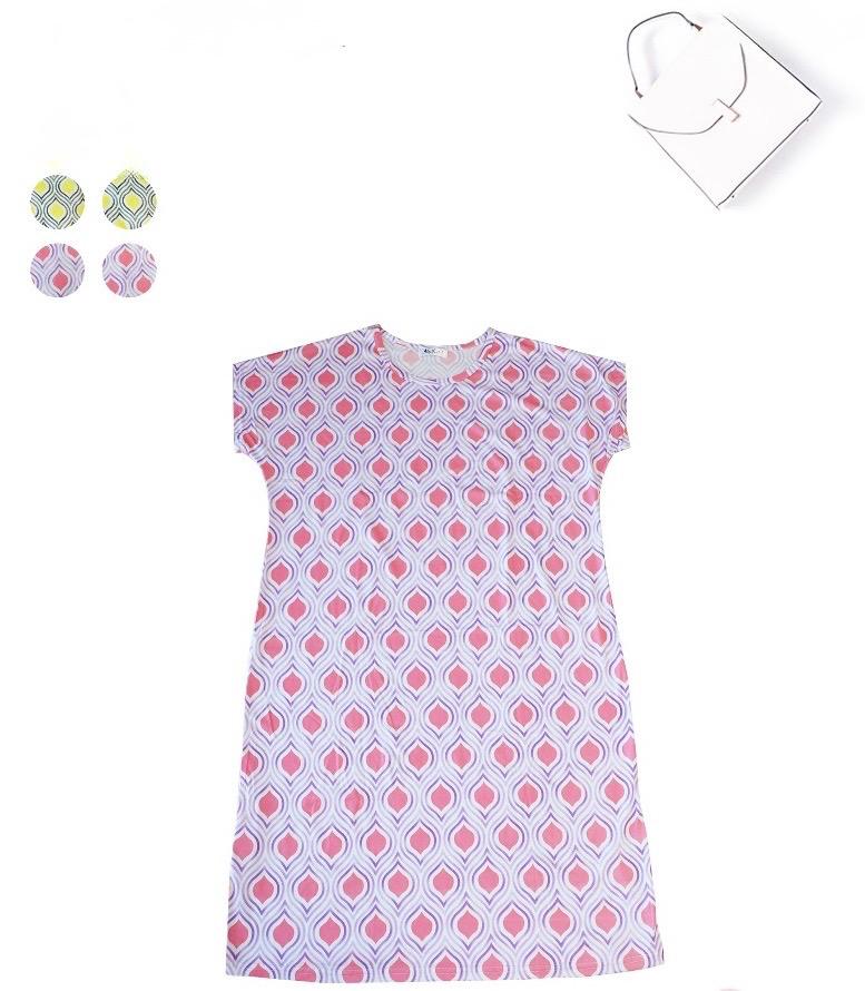 Women’s Printed Half Sleeve Sleep Shirt – Teardrop Pattern