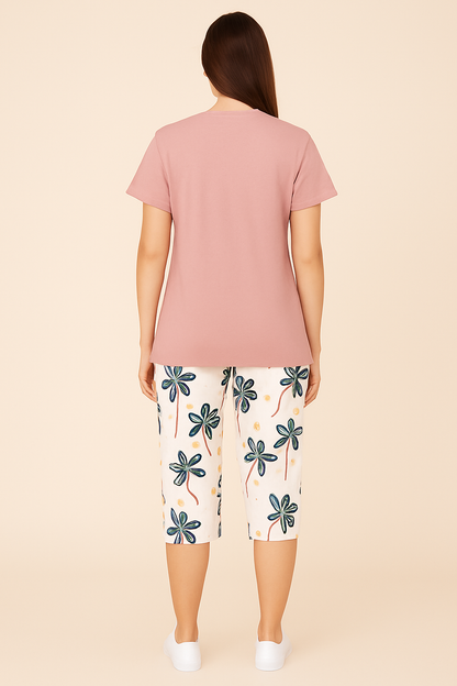 Floral Printed 2-Piece Capri Set for Women