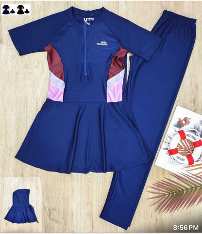 Modest Full-Coverage 3-Piece Swimming Costume with Cap for Women