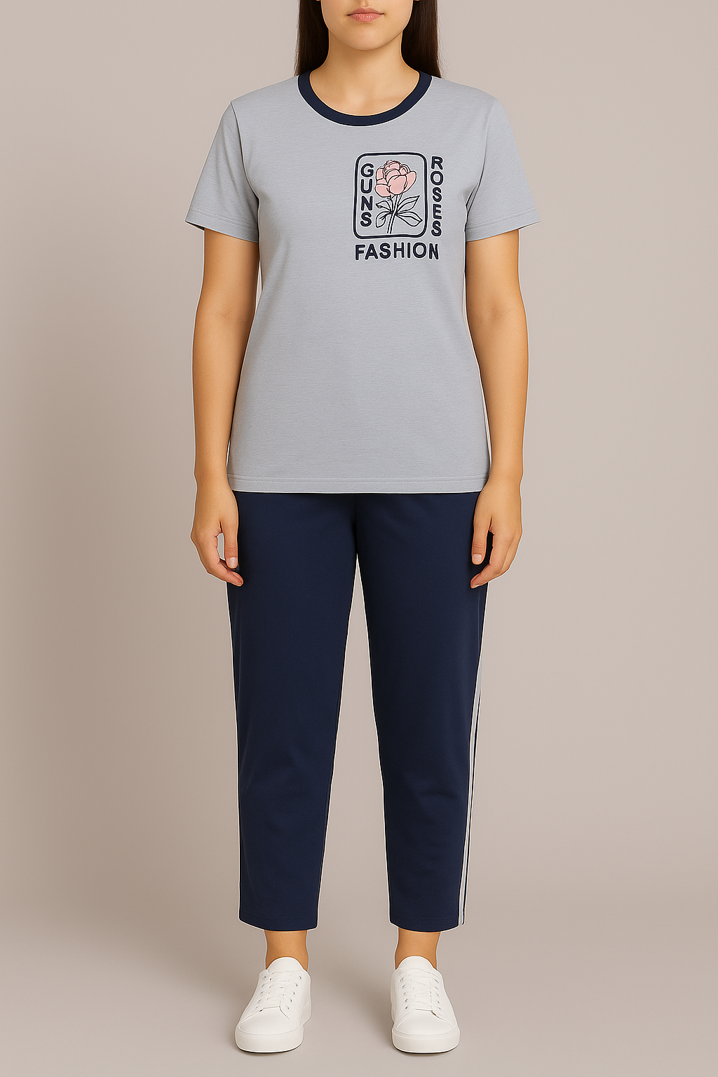 "Guns N Roses" Print Fashion Night Suit – 2PC Cotton Co-ord Set for Women - House of Shreenaa