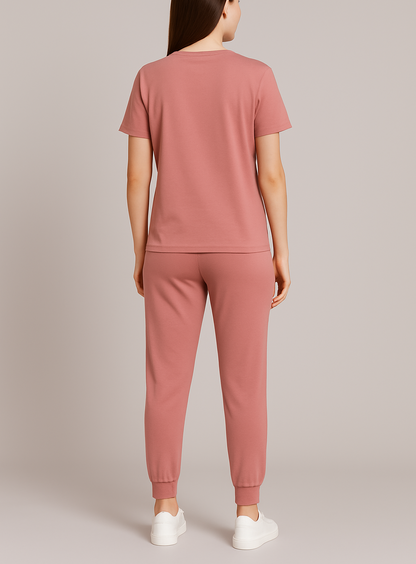 Floral Graphic Cotton Pyjama Set – Soft Comfort with a Touch of Love for Women