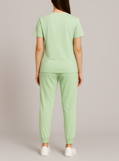 Floral Graphic Cotton Pyjama Set – Soft Comfort with a Touch of Love for Women