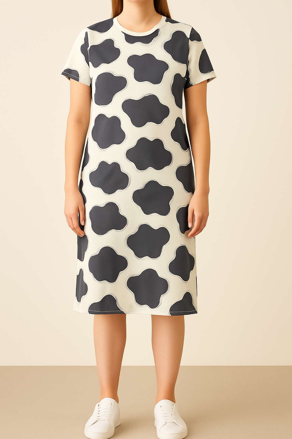 Women’s Print Cotton Sleep Shirt with Pockets – Relaxed Knee Length One-Piece Night Dress - House of Shreenaa