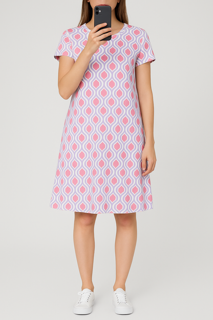 Women’s Printed Half Sleeve Sleep Shirt –  Teardrop Pattern