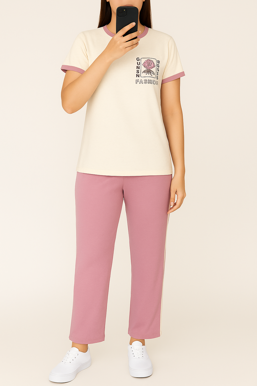 "Guns N Roses" Print Fashion Night Suit – 2PC Cotton Co-ord Set for Women