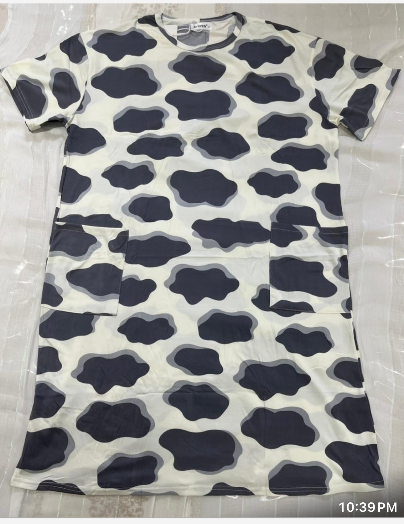 Women’s Print Cotton Sleep Shirt with Pockets – Relaxed Knee Length One-Piece Night Dress - House of Shreenaa