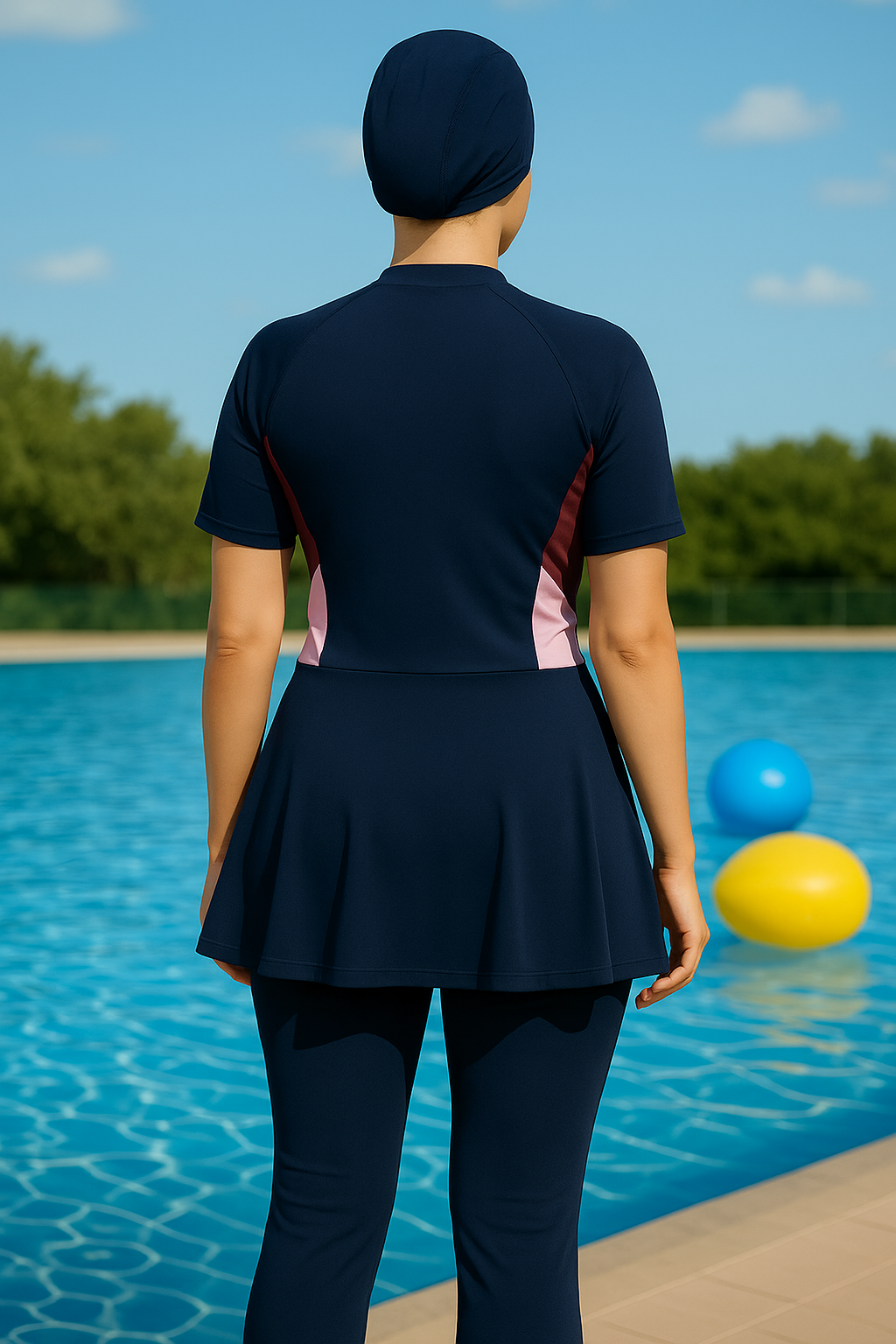 Modest Full-Coverage 3-Piece Swimming Costume with Cap for Women