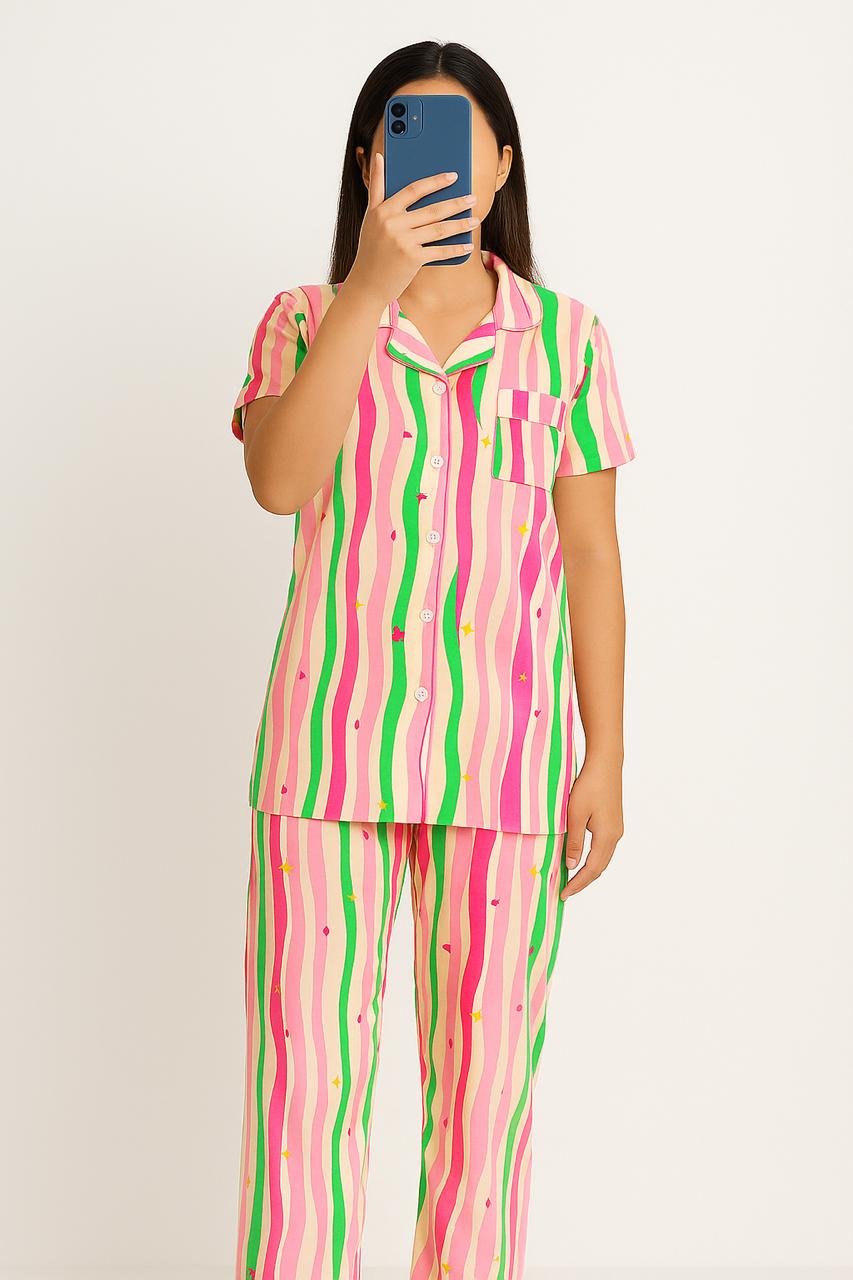 Vibrant Striped Co-ord Set – Playful and Comfortable for Teenage Girls