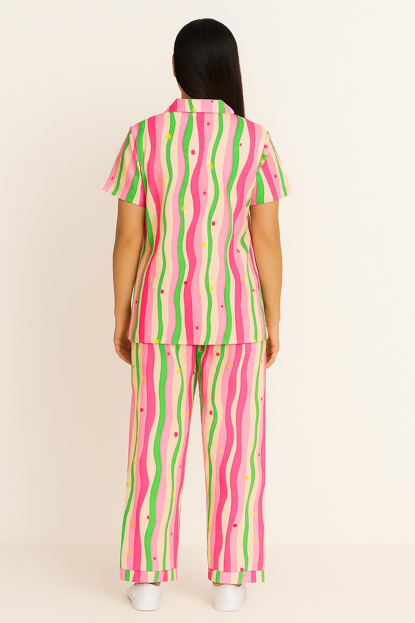 Vibrant Striped Co-ord Set – Playful and Comfortable for Teenage Girls