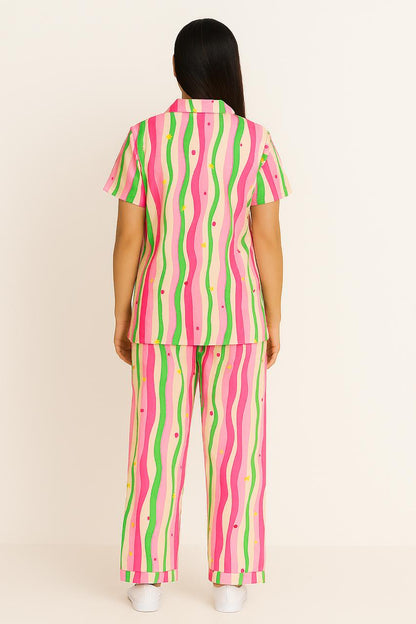 Vibrant Striped Co-ord Set – Playful and Comfortable for Teenage Girls