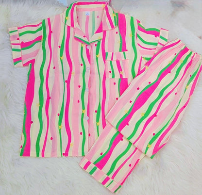 Vibrant Striped Co-ord Set – Playful and Comfortable for Teenage Girls