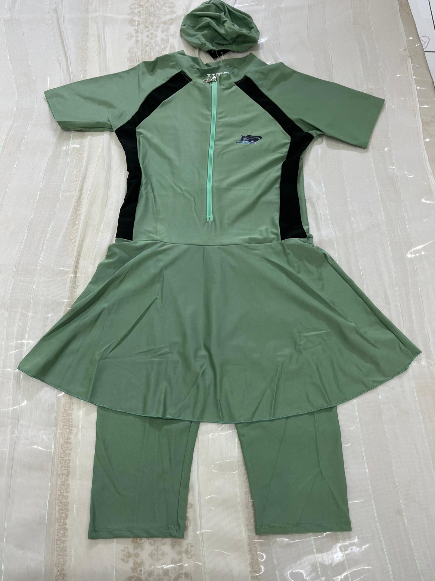 Modest Women's Swimsuit Set – Skirted Swim Top with Leggings & Swim Cap - House of Shreenaa