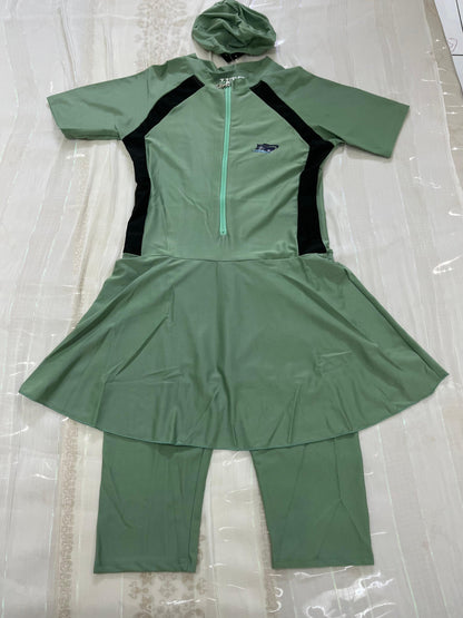 Modest Women's Swimsuit Set – Skirted Swim Top with Leggings & Swim Cap - House of Shreenaa