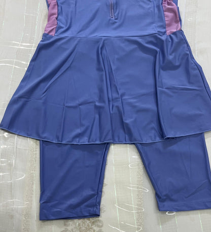 Modest Women's Swimsuit Set – Skirted Swim Top with Leggings & Swim Cap - House of Shreenaa