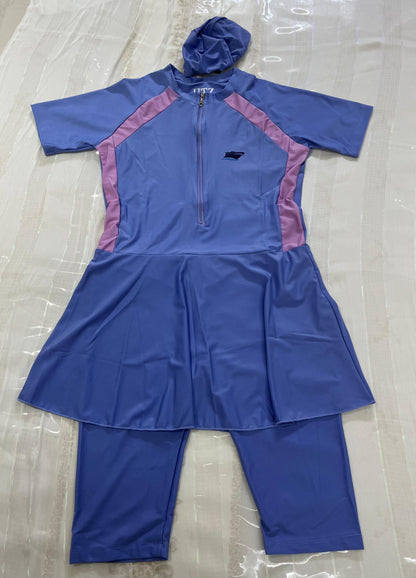 Modest Women's Swimsuit Set – Skirted Swim Top with Leggings & Swim Cap - House of Shreenaa