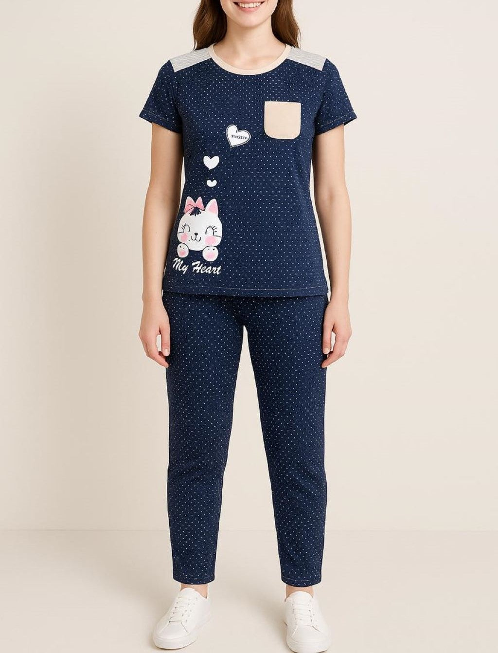 Sweetheart Kitty Pyjama Set – Cute, Comfy & Perfect for Lounging for Women