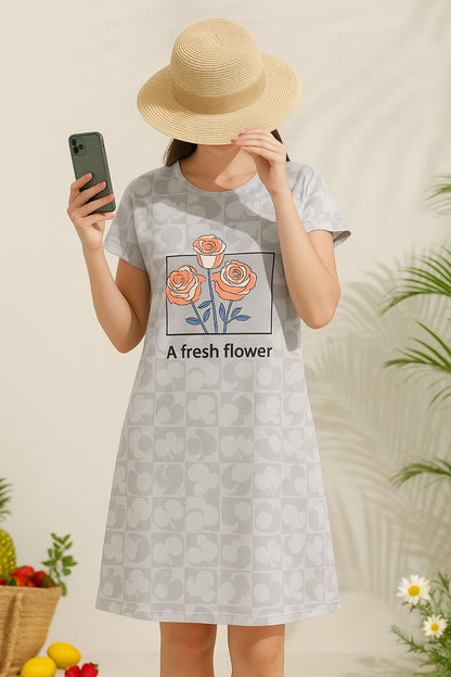 Blossom Heart Sleep Gown – Floral Charm Meets Cozy Comfort