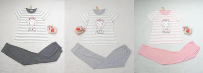 “Cutie Meow” Striped Pyjama Set – Adorable Comfort for Girls