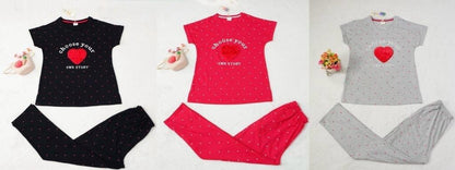 “Choose Your Own Story” Heart Print Pyjama Set – Inspiring Comfort in Every Color