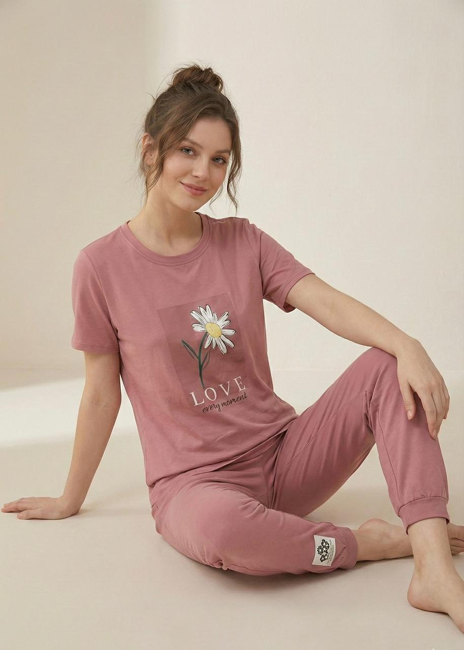 Floral Graphic Pyjama Set – Full-Length Nightsuit for Women | Comfortable Women's Clothing UAE | House of Shreenaa