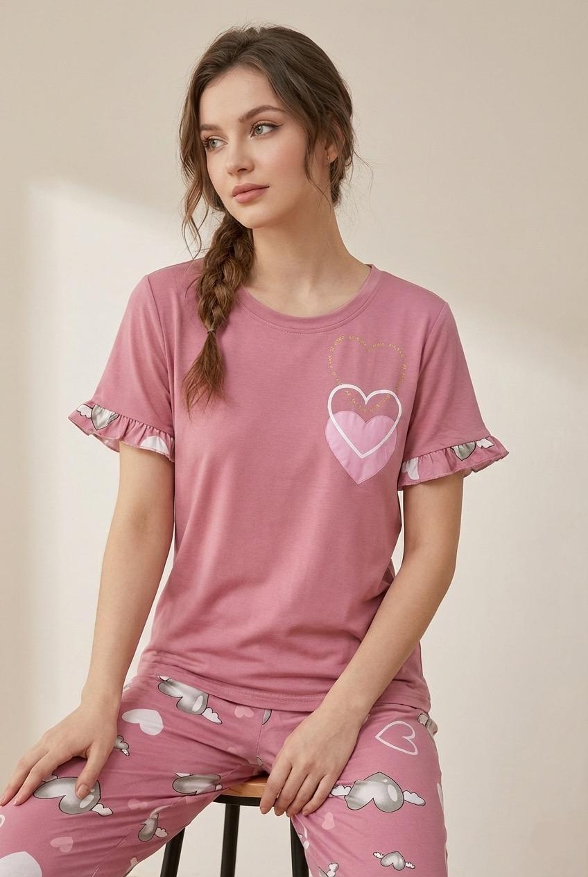 Sweetheart Dreams Pyjama Set - Soft Blend Heart Print Nightwear | Comfortable Women's Clothing UAE | House of Shreenaa
