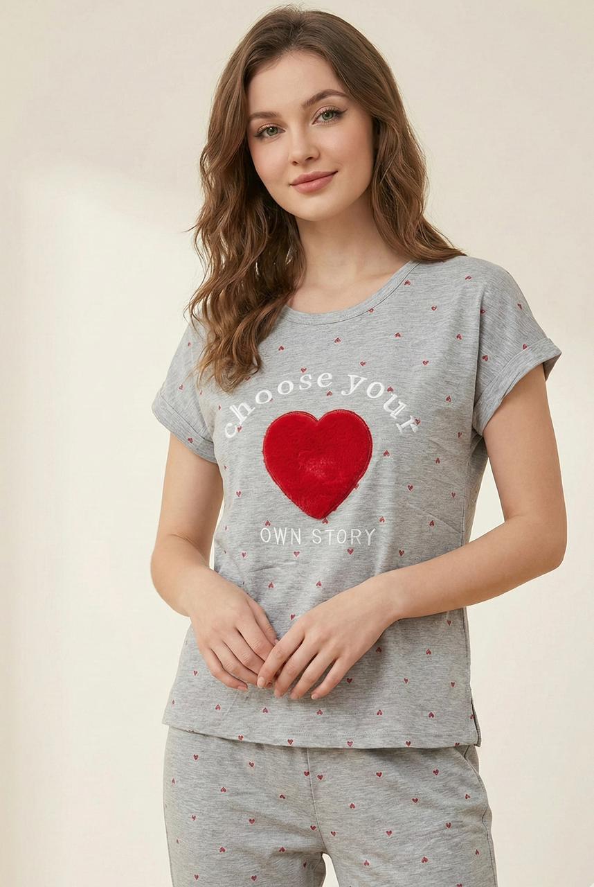 “Choose Your Own Story” Heart Print Pyjama Set – Inspiring Comfort in Every Color | Comfortable Women's Clothing UAE | House of Shreenaa
