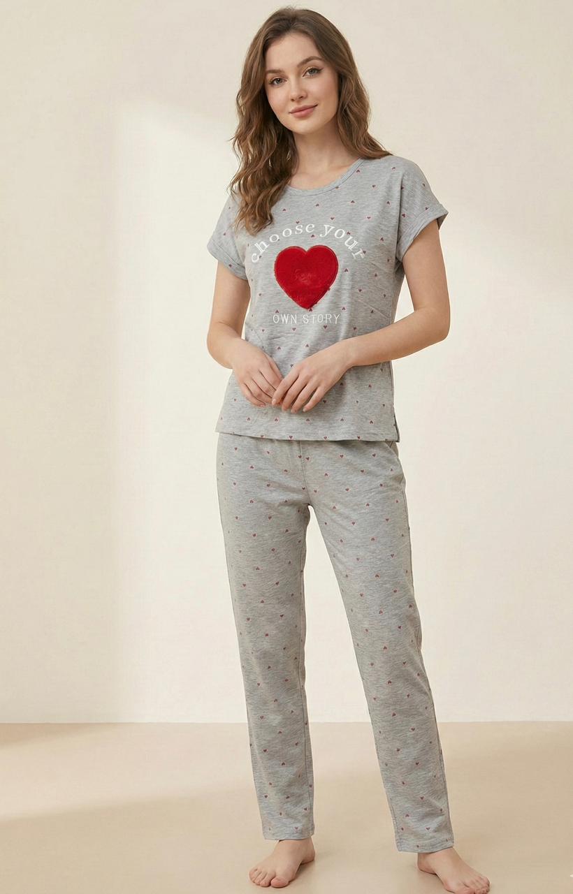 “Choose Your Own Story” Heart Print Pyjama Set – Inspiring Comfort in Every Color | Comfortable Women's Clothing UAE | House of Shreenaa