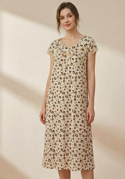 Leopard Print Sleep Shirt – Breezy and Stylish | Comfortable Women's Clothing UAE | House of Shreenaa