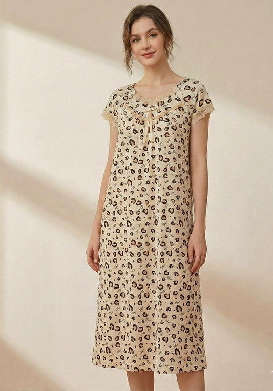 Leopard Print Sleep Shirt – Breezy and Stylish | Comfortable Women's Clothing UAE | House of Shreenaa