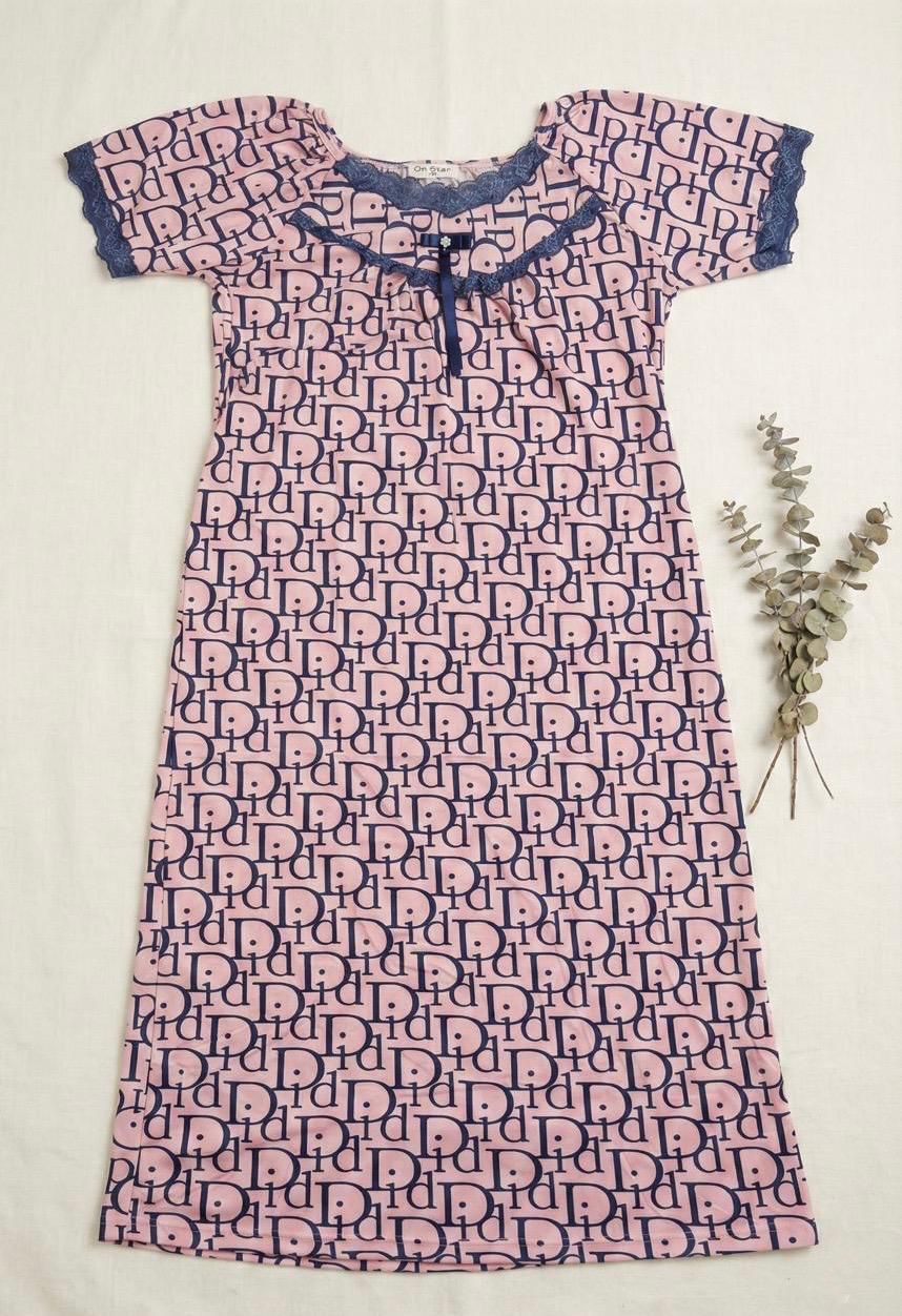 Elegant Monogram Full Length Sleep Shirt | Comfortable Women's Clothing UAE | House of Shreenaa