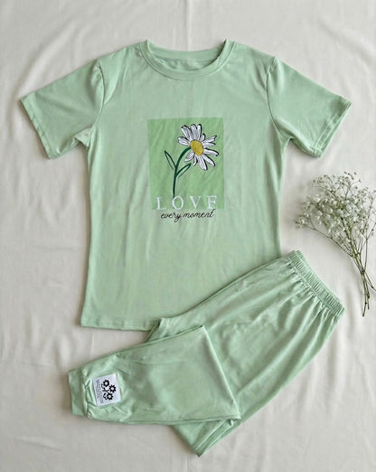 Floral Graphic Pyjama Set – Full-Length Nightsuit for Women | Comfortable Women's Clothing UAE | House of Shreenaa