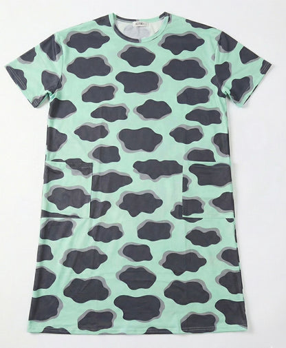 Women’s Print Cotton Sleep Shirt with Pockets – Relaxed One-Piece Knee Length Night Dress | Comfortable Women's Clothing UAE | House of Shreenaa
