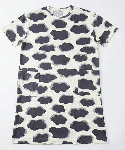 Women’s Print Cotton Sleep Shirt with Pockets – Relaxed Knee Length One-Piece Night Dress | Comfortable Women's Clothing UAE | House of Shreenaa
