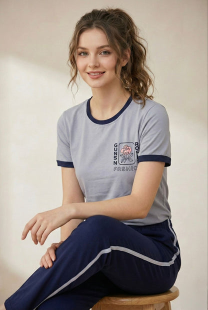 "Guns N Roses" Style Cotton Co-ord Set - Fashion Loungewear for Women | Comfortable Women's Clothing UAE | House of Shreenaa