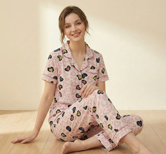 Pink Co-ord Pyjama Set - Button-Down for Women | Comfortable Women's Clothing UAE | House of Shreenaa