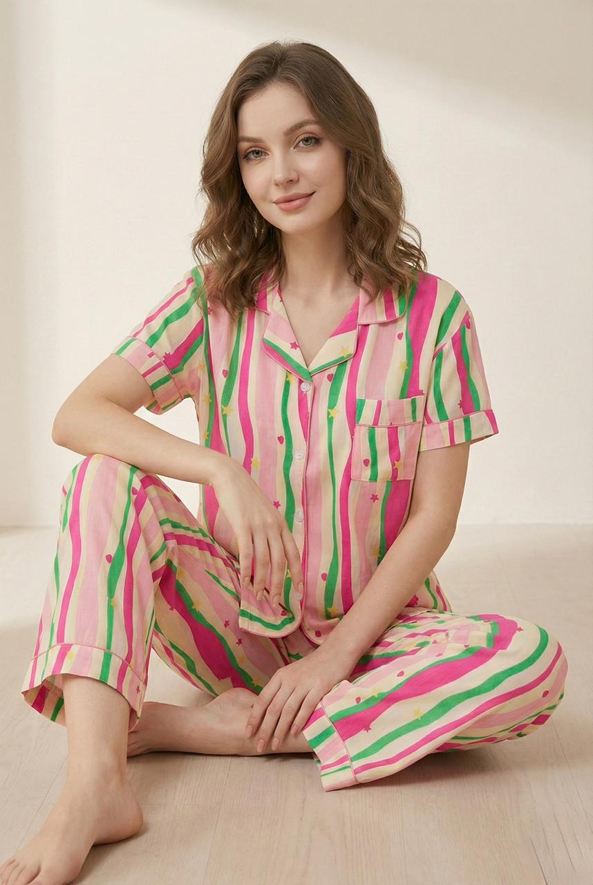 Vibrant Striped Co-ord Set – Playful and Comfortable for Teenage Girls | Comfortable Women's Clothing UAE | House of Shreenaa