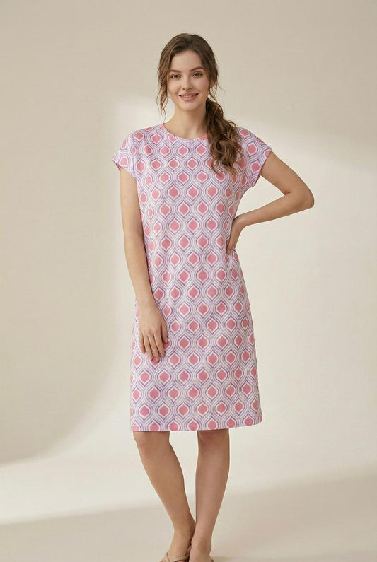 Women’s Printed Half Sleeve Sleep Shirt –  Teardrop Pattern | Comfortable Women's Clothing UAE | House of Shreenaa