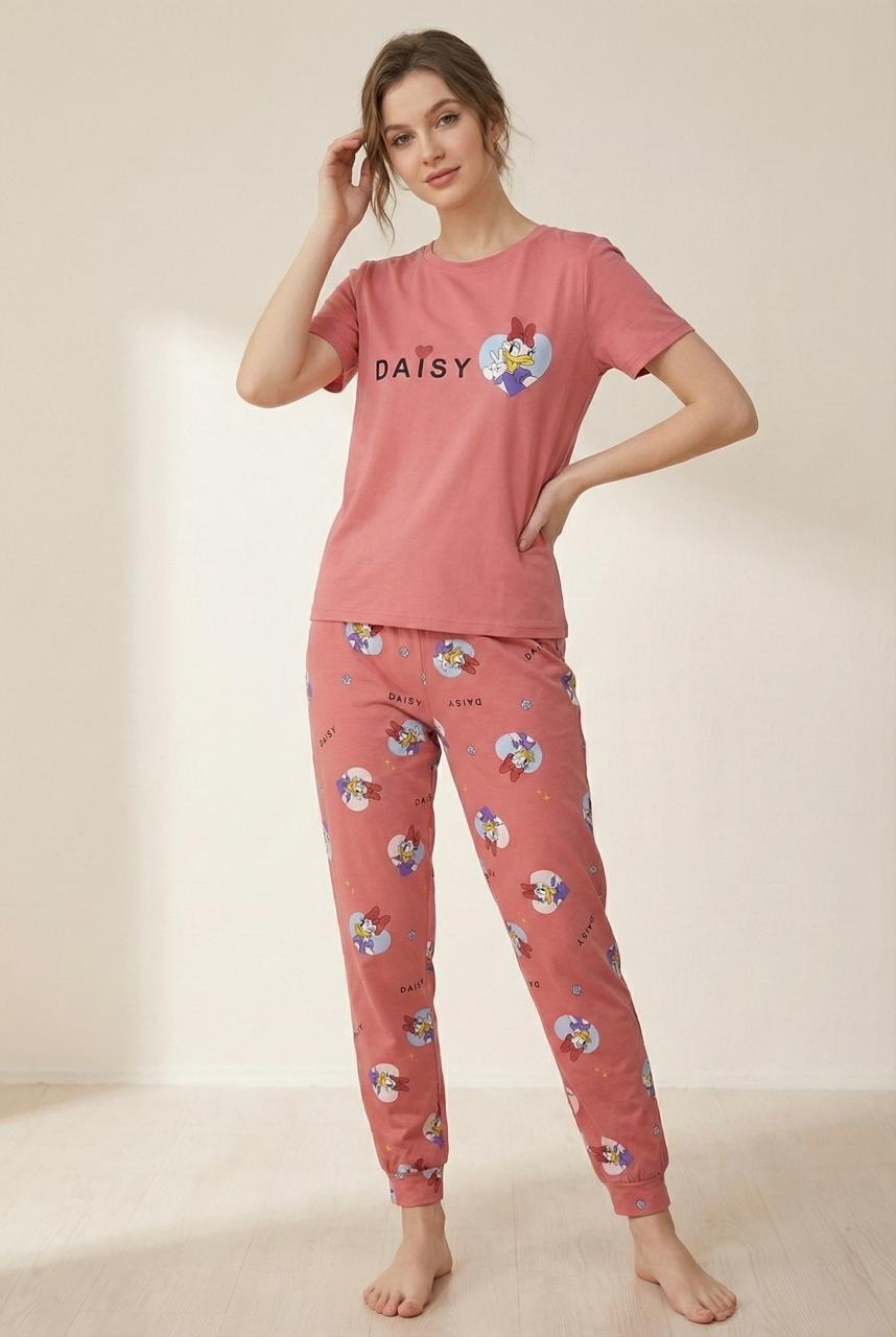 Daisy Character Printed Cute Pyjama Set – Soft Full-Length Nightsuit | Comfortable Women's Clothing UAE | House of Shreenaa