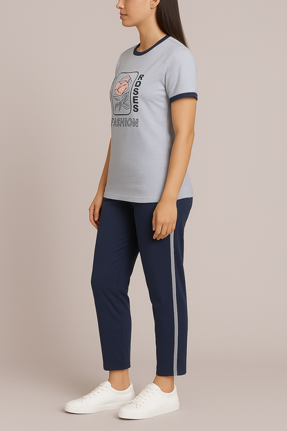 "Guns N Roses" Print Fashion Night Suit – 2PC Cotton Co-ord Set for Women - House of Shreenaa