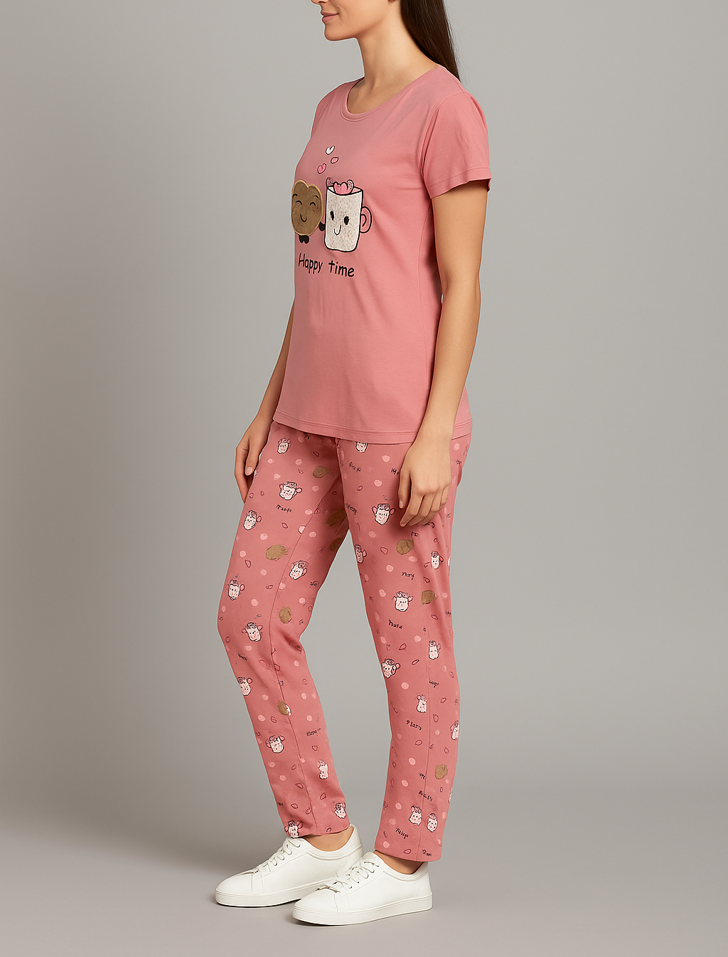 “Happy Time" Print Pyjama Set – Playful Comfort for Every Mood for Girls