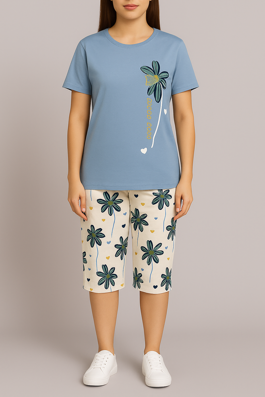 Floral Printed 2-Piece Capri Set for Women - House of Shreenaa