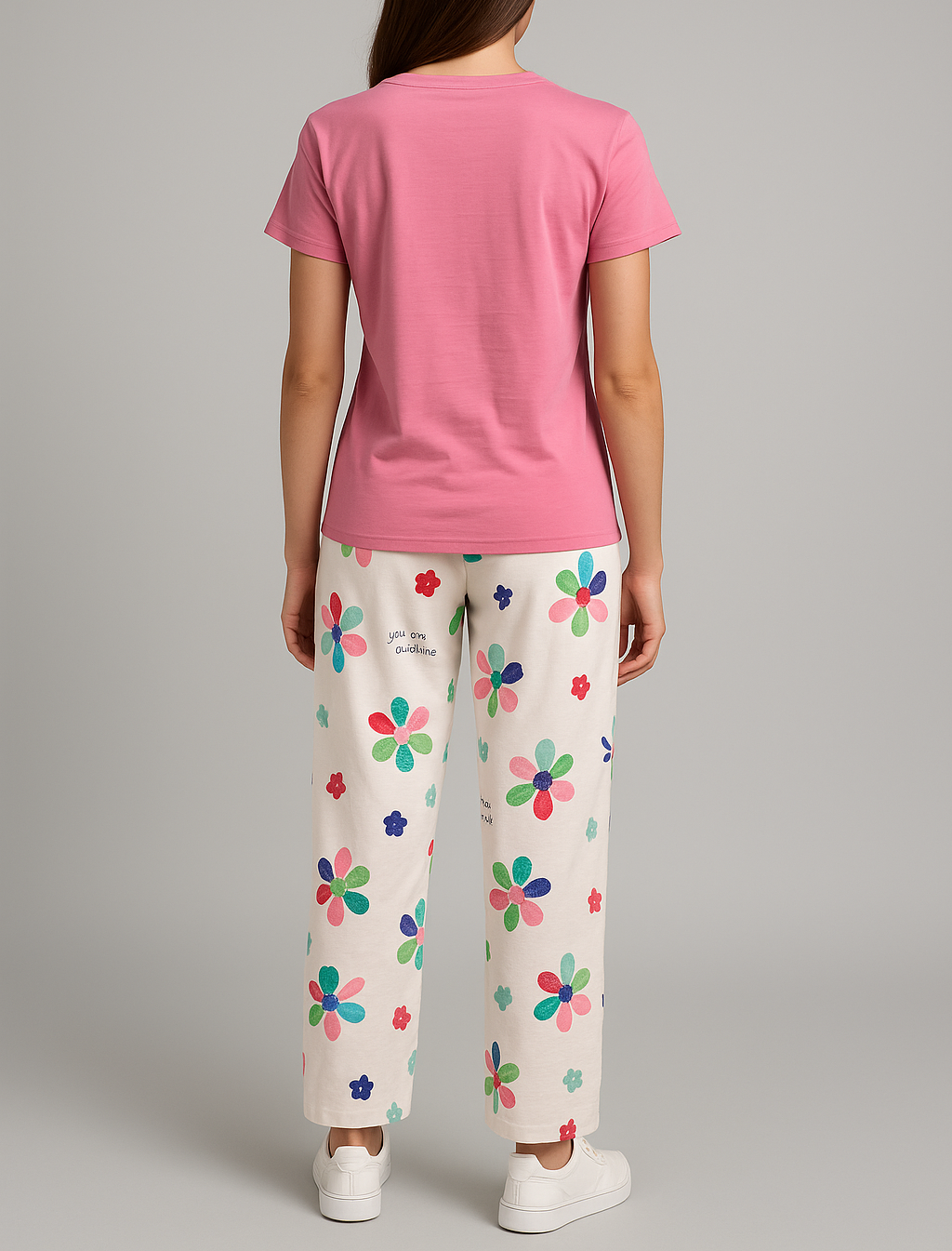 pink Sunshine Bloom Pyjama Set – Uplifting Floral Comfort for Everyday Lounging for Women ,